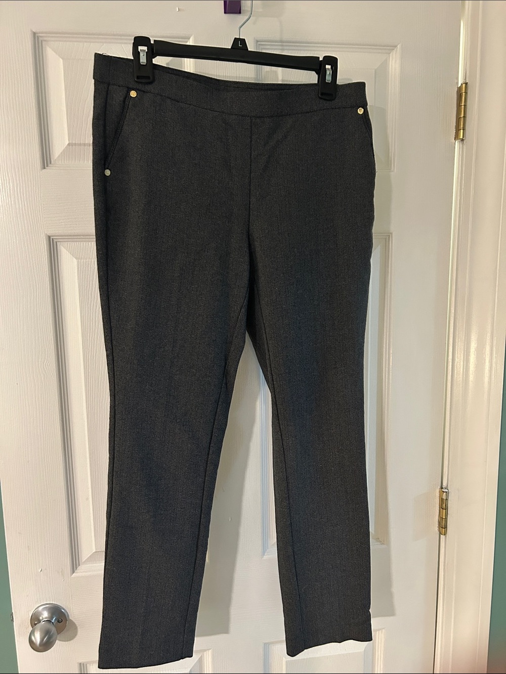 Anne Klein Dark Gray Straight-Leg Dress Pants
